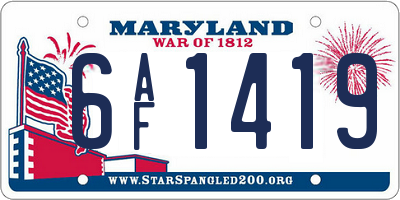 MD license plate 6AF1419