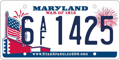 MD license plate 6AF1425