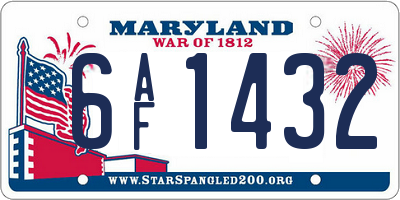 MD license plate 6AF1432