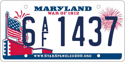 MD license plate 6AF1437