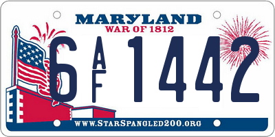MD license plate 6AF1442