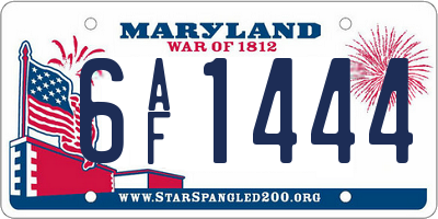 MD license plate 6AF1444