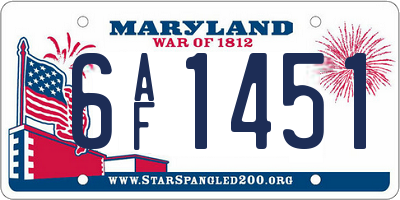 MD license plate 6AF1451