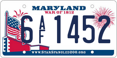 MD license plate 6AF1452