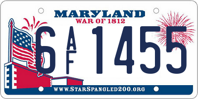 MD license plate 6AF1455