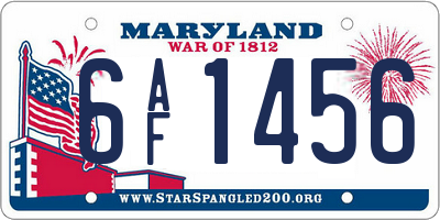 MD license plate 6AF1456
