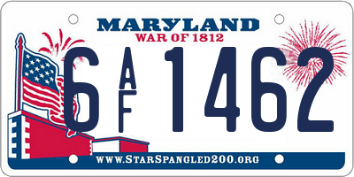 MD license plate 6AF1462