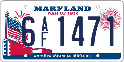 MD license plate 6AF1471