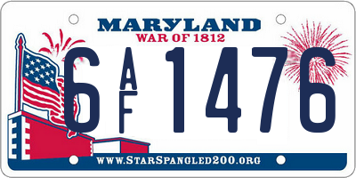MD license plate 6AF1476