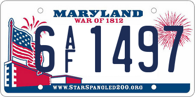 MD license plate 6AF1497