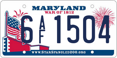 MD license plate 6AF1504