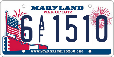 MD license plate 6AF1510