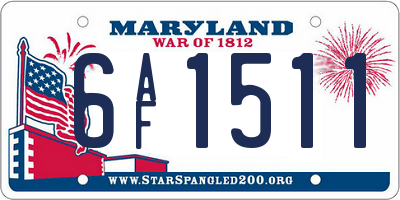 MD license plate 6AF1511