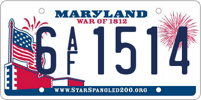 MD license plate 6AF1514