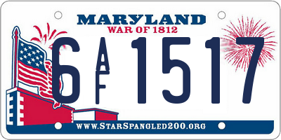 MD license plate 6AF1517
