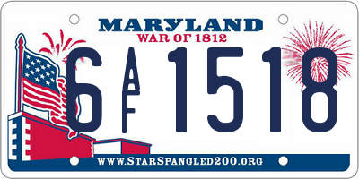 MD license plate 6AF1518