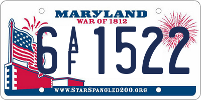 MD license plate 6AF1522