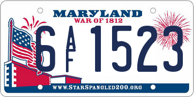 MD license plate 6AF1523