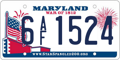 MD license plate 6AF1524
