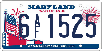 MD license plate 6AF1525