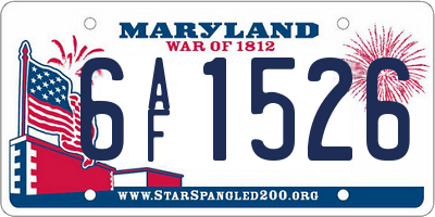 MD license plate 6AF1526
