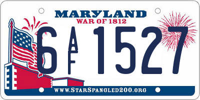 MD license plate 6AF1527