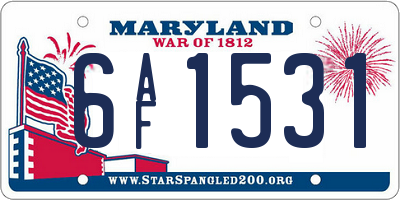 MD license plate 6AF1531