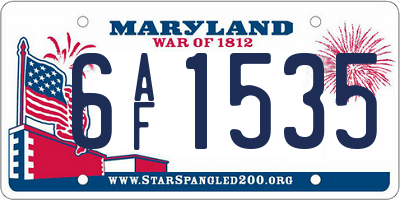 MD license plate 6AF1535