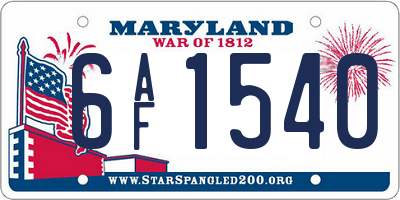 MD license plate 6AF1540