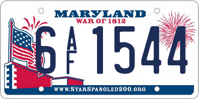 MD license plate 6AF1544
