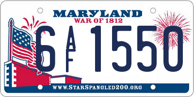 MD license plate 6AF1550