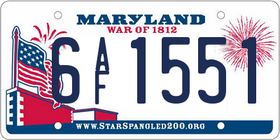 MD license plate 6AF1551