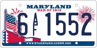 MD license plate 6AF1552