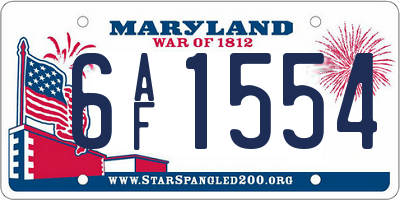 MD license plate 6AF1554