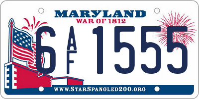 MD license plate 6AF1555