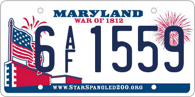MD license plate 6AF1559
