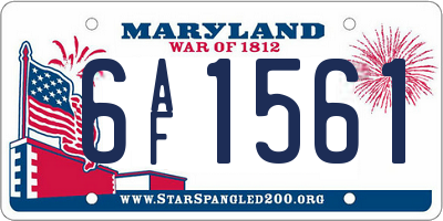 MD license plate 6AF1561