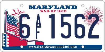 MD license plate 6AF1562