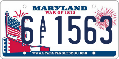 MD license plate 6AF1563