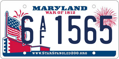 MD license plate 6AF1565