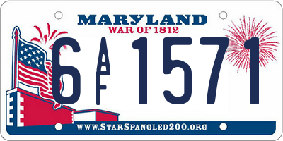 MD license plate 6AF1571