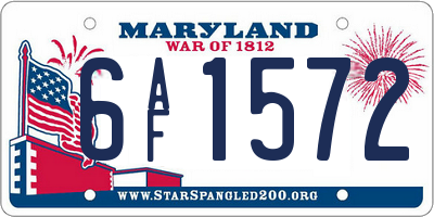 MD license plate 6AF1572