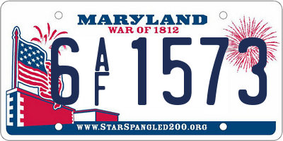 MD license plate 6AF1573
