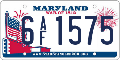 MD license plate 6AF1575