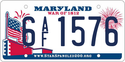 MD license plate 6AF1576