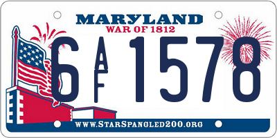 MD license plate 6AF1578