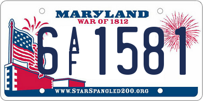MD license plate 6AF1581