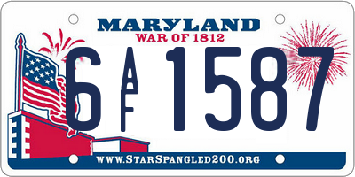 MD license plate 6AF1587
