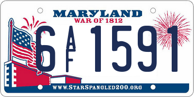 MD license plate 6AF1591