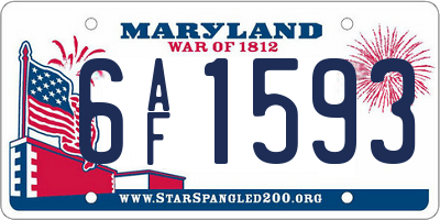 MD license plate 6AF1593